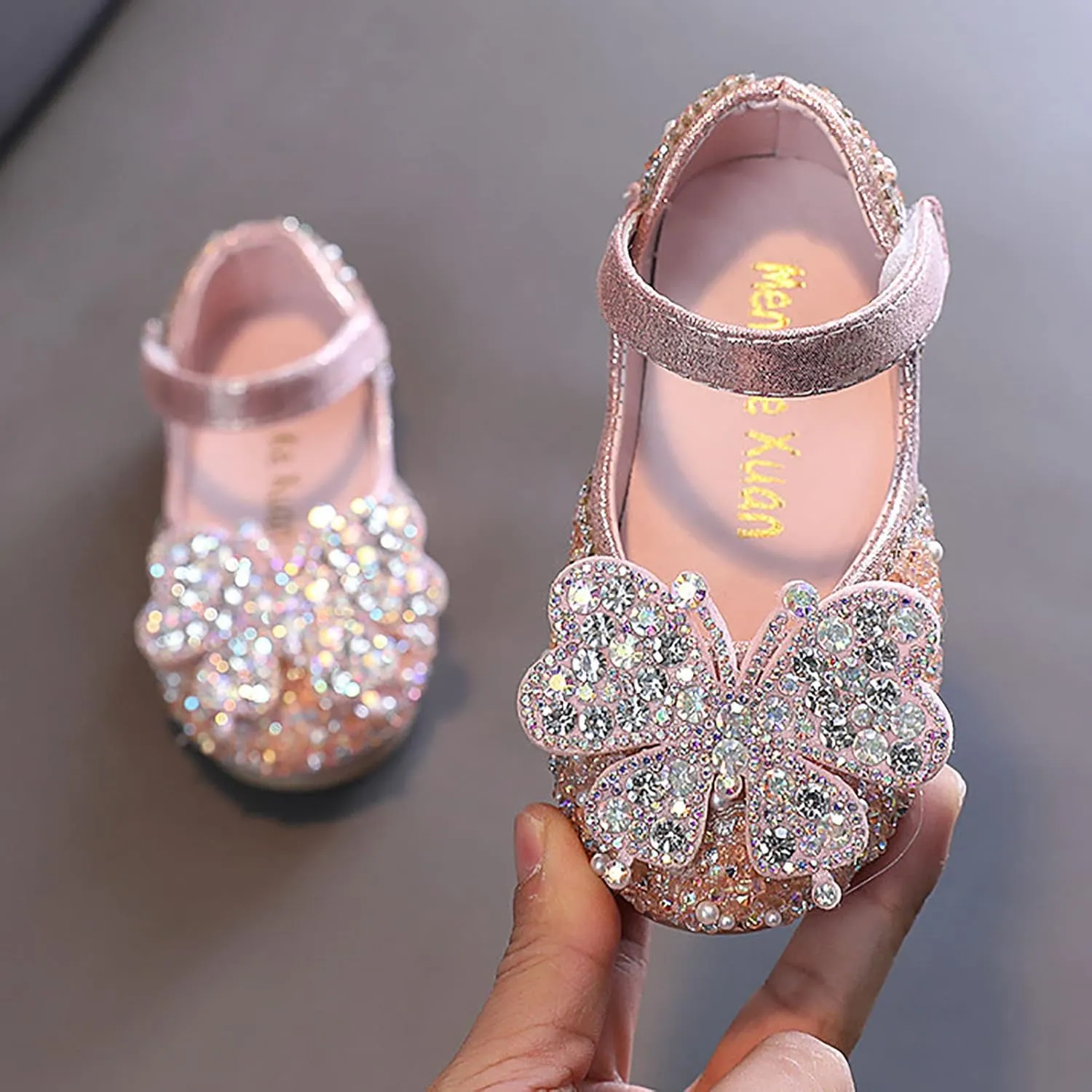 Toddler Flower Girl Dress Shoes Rhinstones Mary Jane Ballet Flats Kids Wedding Party Toddler Little Girls Sandals