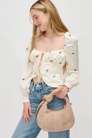Urban Expressions - Paloma Knot Straw Crossbody: Tan