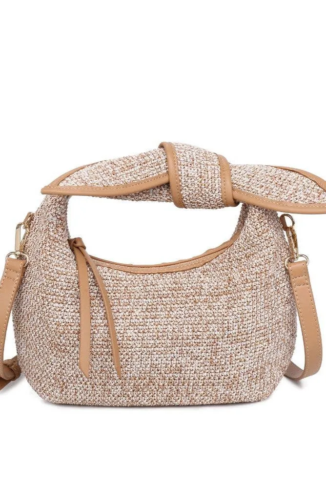 Urban Expressions - Paloma Knot Straw Crossbody: Tan
